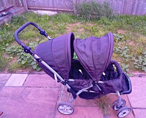 Black grey double pushchair - black/grey,