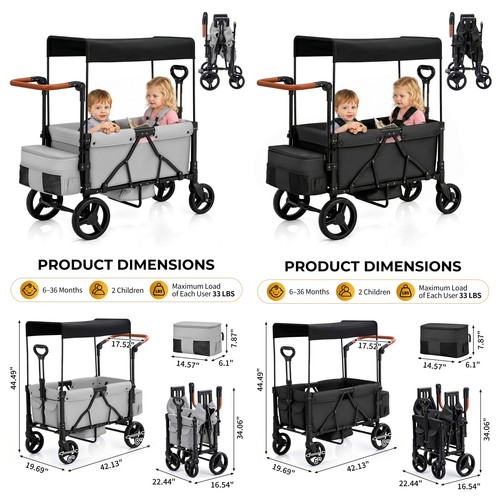 Folding kids stroller - folding, wagon